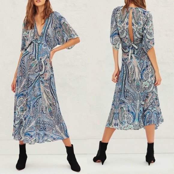 ba&sh Blue Paisley Midi Dress - Picture 2 of 13